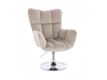 Křeslo AURORA VELUR na stříbrném talíři - latte