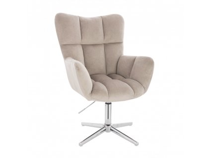 Křeslo AURORA VELUR na stříbrném kříži - latte