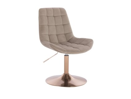 Židle PARIS VELUR na zlatém talíři - latte