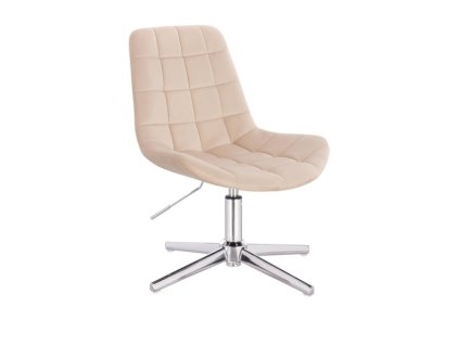 Židle PARIS VELUR na stříbrném kříži - krémová