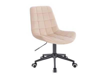 Židle PARIS VELUR na černé podstavě s kolečky - krémová