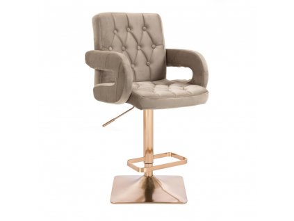 Barová židle  BOSTON VELUR na zlaté hranaté podstavě - latte
