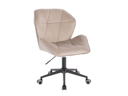 Židle MILANO MAX VELUR na černé podstavě s kolečky - latte