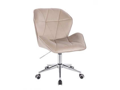 Židle MILANO MAX VELUR na stříbrné podstavě s kolečky - latte