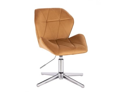 Židle MILANO MAX VELUR na stříbrném kříži - medová