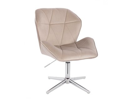 Židle MILANO MAX VELUR na stříbrném kříži - latte