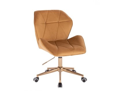 Židle MILANO MAX VELUR na zlaté podstavě s kolečky - medová