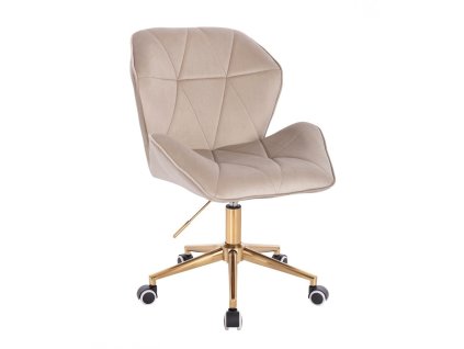 Židle MILANO MAX VELUR na zlaté podstavě s kolečky - latte