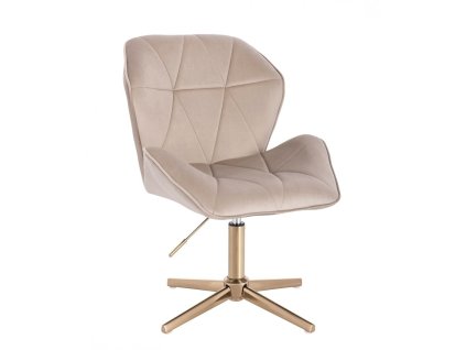 Židle MILANO MAX VELUR na zlatém kříži - latte