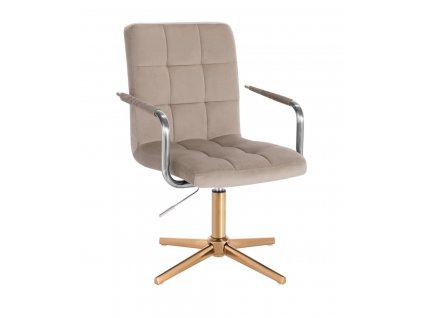 Židle VERONA VELUR na zlatém kříži - latte