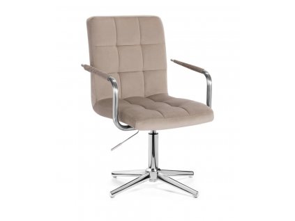 Židle VERONA VELUR na stříbrném kříži - latte