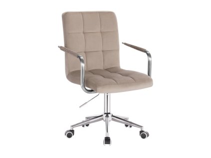 Židle VERONA VELUR na stříbrné podstavě s kolečky - latte