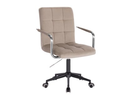 Židle VERONA VELUR na černé podstavě s kolečky - latte