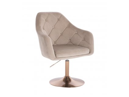Křeslo ANDORA VELUR na zlatém talíři - latte
