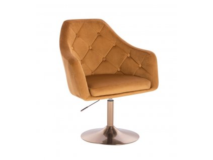 Křeslo ANDORA VELUR na zlatém talíři - medové