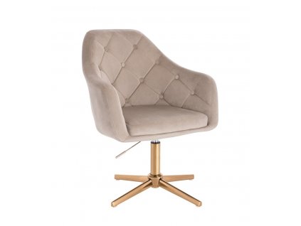 Křeslo ANDORA VELUR na zlatém kříži - latte