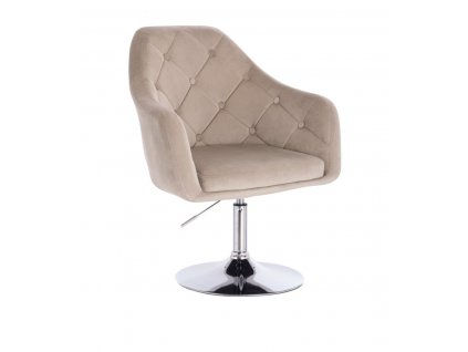 Křeslo ANDORA VELUR na stříbrném talíři - latte