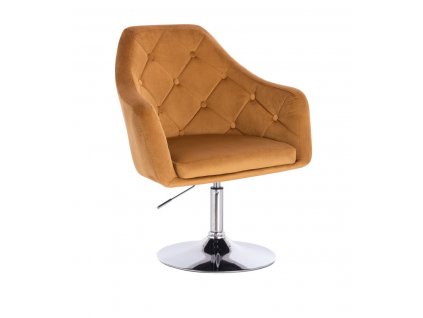 Křeslo ANDORA VELUR na stříbrném talíři - medové