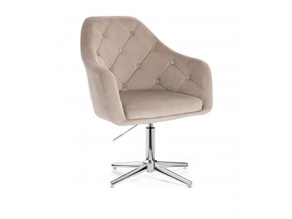 Křeslo ANDORA VELUR na stříbrném kříži - latte