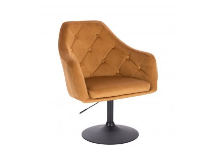 Křeslo ANDORA VELUR na černém talíři - medové