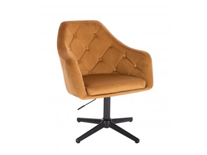 Křeslo ANDORA VELUR na černém kříži - medové