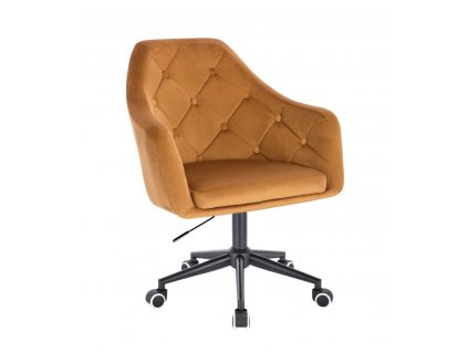 Křeslo ANDORA VELUR na černé podstavě s kolečky - medové