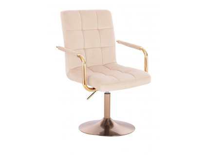 Židle VERONA GOLD VELUR na zlatém talíři - krémová