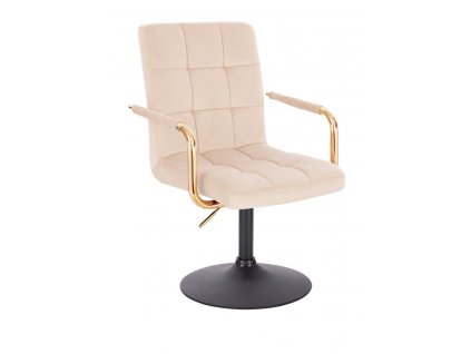Židle VERONA GOLD VELUR na černém talíři - krémová
