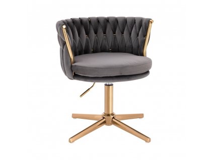 Židle LYON VELUR na zlatém kříži - tmavě šedá
