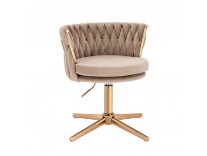 Židle LYON VELUR na zlatém kříži - latte