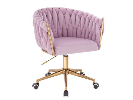 Židle NORDEN VELUR na zlaté podstavě s kolečky - levandule