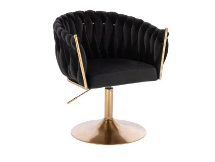 Židle NORDEN VELUR na zlatém talíři - černá