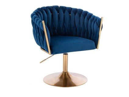 Židle NORDEN VELUR na zlatém talíři - modrá