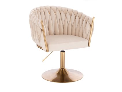 Židle NORDEN VELUR na zlatém talíři - krémová