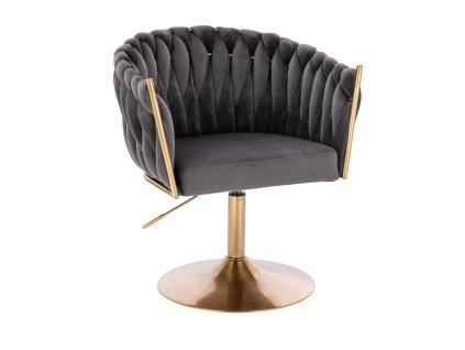 Židle NORDEN VELUR na zlatém talíři - tmavě šedá