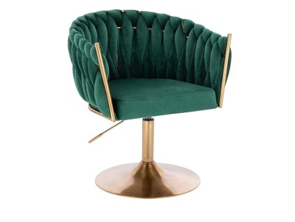 Židle NORDEN VELUR na zlatém talíři - zelená