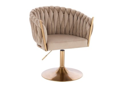 Židle NORDEN VELUR na zlatém talíři - latte