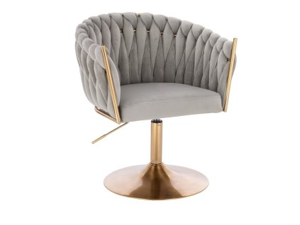Židle NORDEN VELUR na zlatém talíři - světle šedá