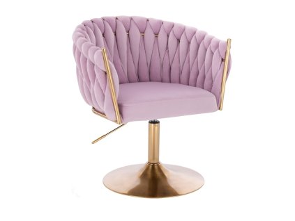 Židle NORDEN VELUR na zlatém talíři - levandule