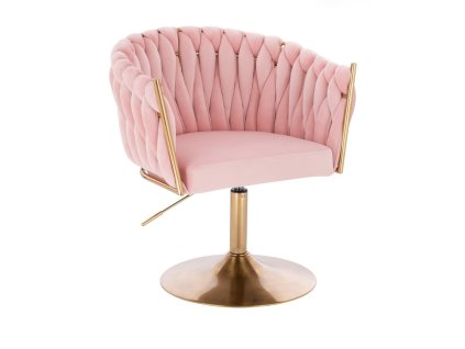 Židle NORDEN VELUR na zlatém talíři - světle růžová