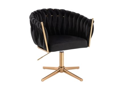 Židle NORDEN VELUR na zlatém kříži - černá