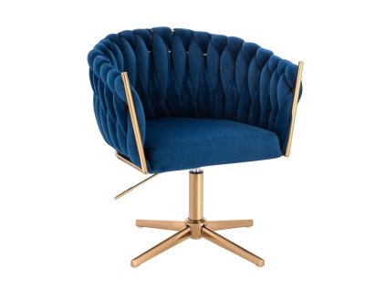 Židle NORDEN VELUR na zlatém kříži - modrá