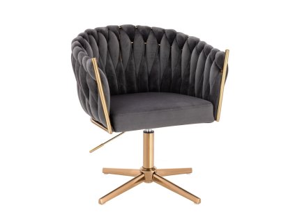 Židle NORDEN VELUR na zlatém kříži - tmavě šedá