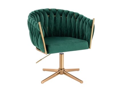Židle NORDEN VELUR na zlatém kříži - zelená