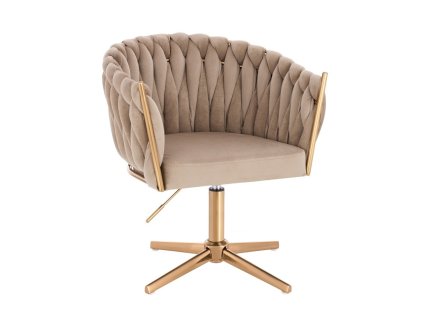 Židle NORDEN VELUR na zlatém kříži - latte