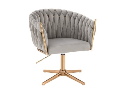 Židle NORDEN VELUR na zlatém kříži - světle šedá