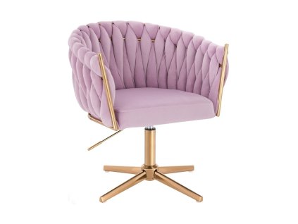 Židle NORDEN VELUR na zlatém kříži - levandule