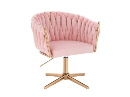 Židle NORDEN VELUR na zlatém kříži - růžová
