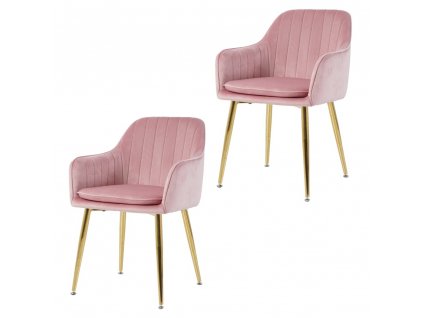 Jídelní židle AUSTIN VELUR - SET - růžová