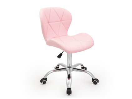 Židle LIVIO na stříbrné podstavě s kolečky - světle růžová